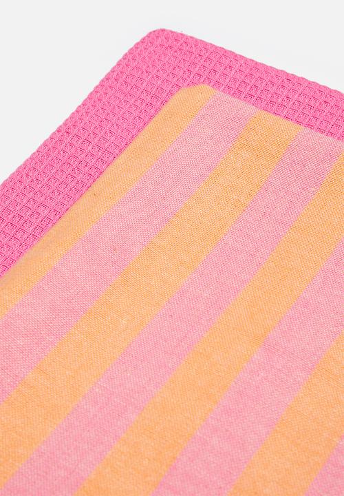 Excellent Houseware - Spring kitchen towel set of 2 - Orange & Pink 