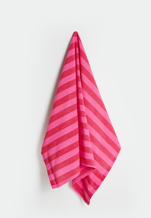 Excellent Houseware - Spring kitchen towel set of 2 - Pink & Red 