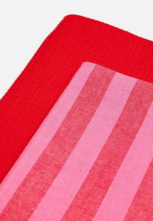 Excellent Houseware - Spring kitchen towel set of 2 - Pink & Red 