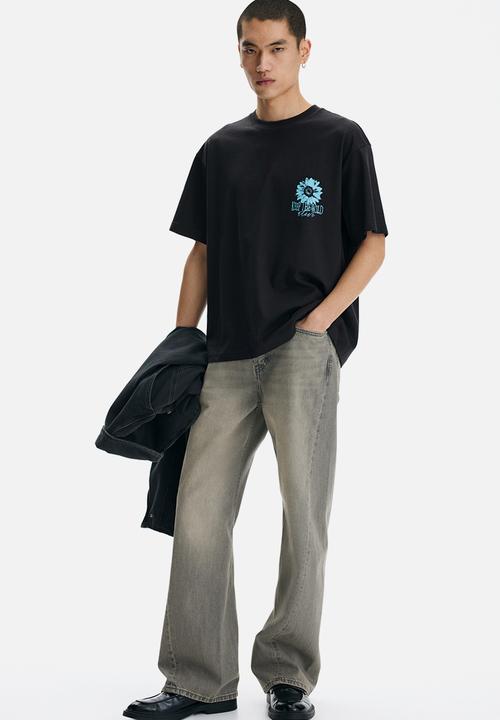 H&M - Loose fit printed t-shirt - black/keep the wild