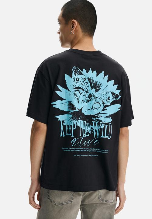 H&M - Loose fit printed t-shirt - black/keep the wild
