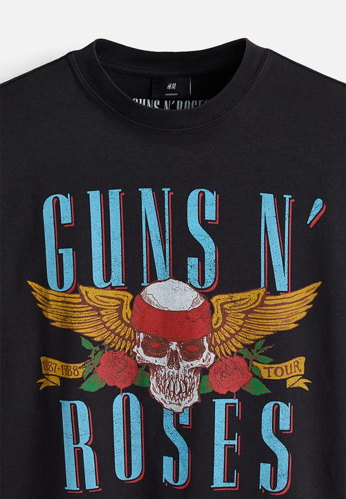 H&M - Oversized fit t-shirt - black/guns n' roses