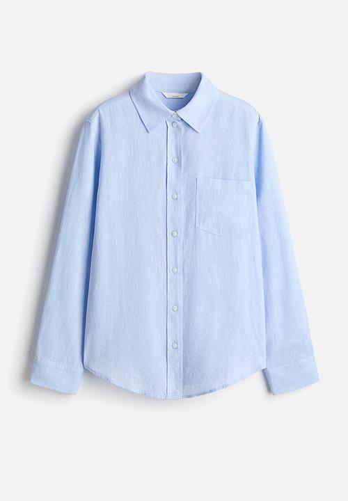 H&M - Linen-blend shirt - light blue
