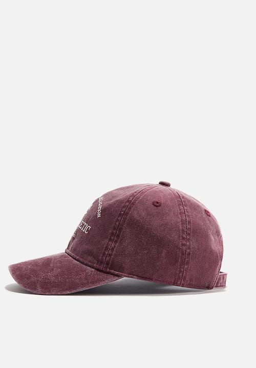 H&M - Embroidered-motif twill cap - dark red/l.a. athletic
