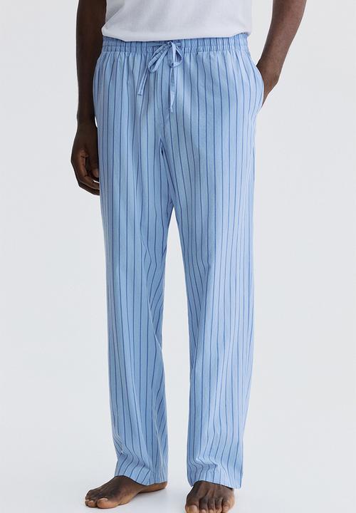 H&M - Relaxed fit poplin trousers - light blue/striped