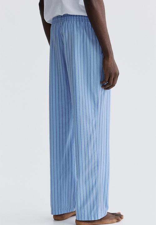 H&M - Relaxed fit poplin trousers - light blue/striped