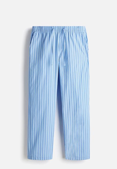 H&M - Relaxed fit poplin trousers - light blue/striped
