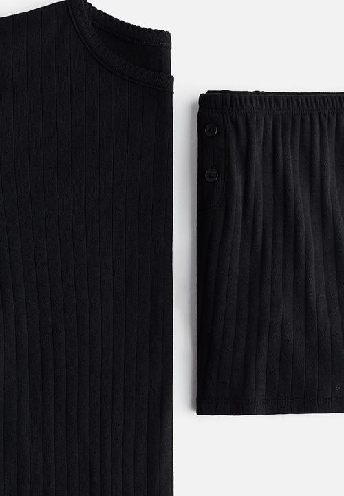 H&M - Pointelle jersey pyjamas - black