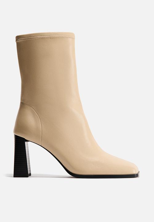 H&M - Block-heeled ankle boots - light beige