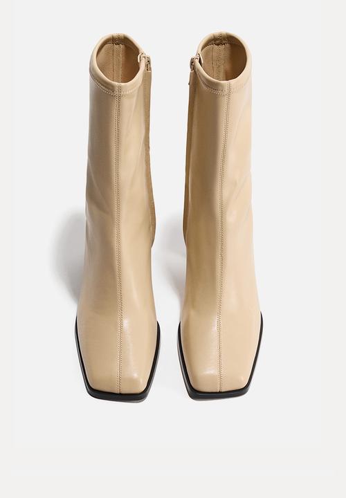 H&M - Block-heeled ankle boots - light beige