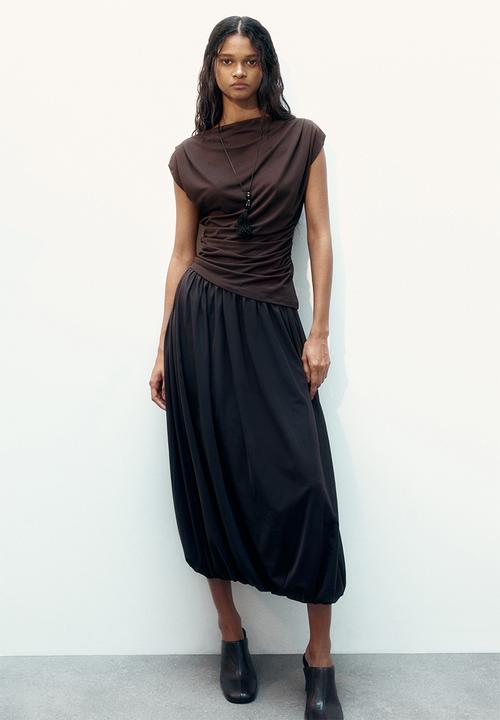 H&M - Draped boat-neck top - dark brown
