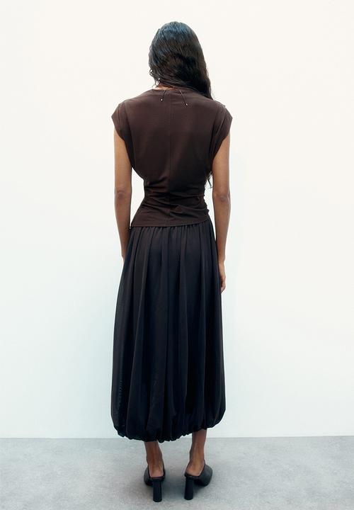 H&M - Draped boat-neck top - dark brown