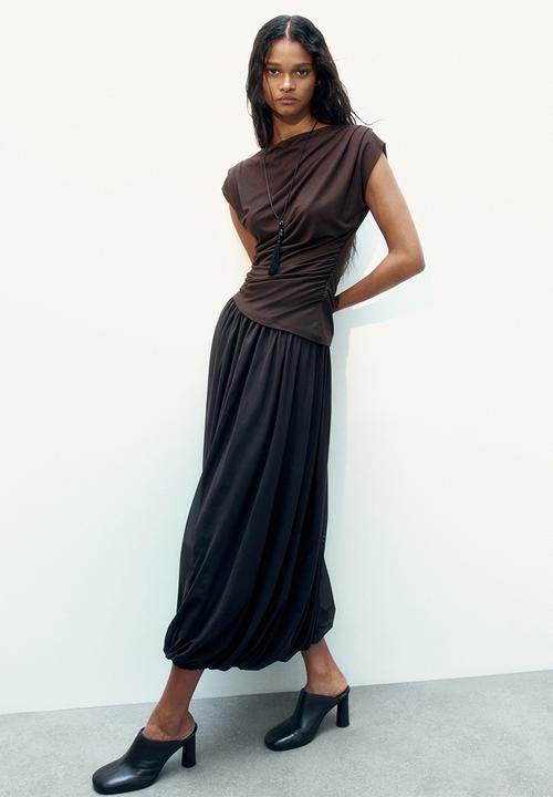 H&M - Draped boat-neck top - dark brown