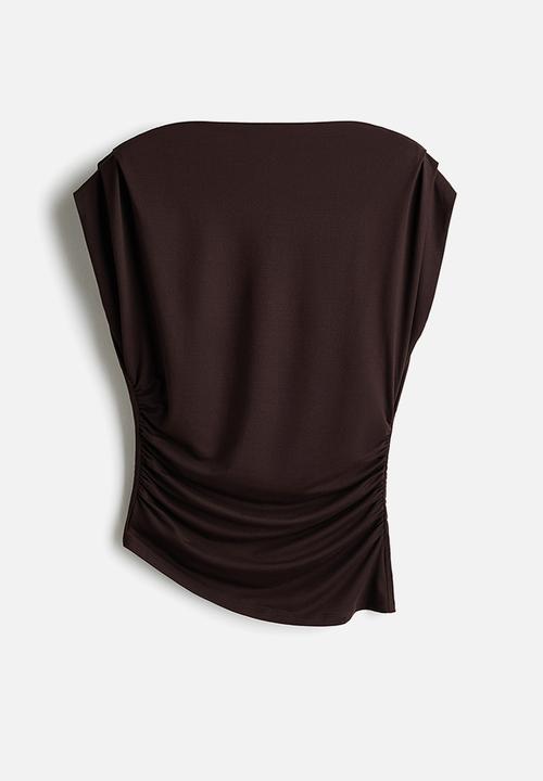 H&M - Draped boat-neck top - dark brown