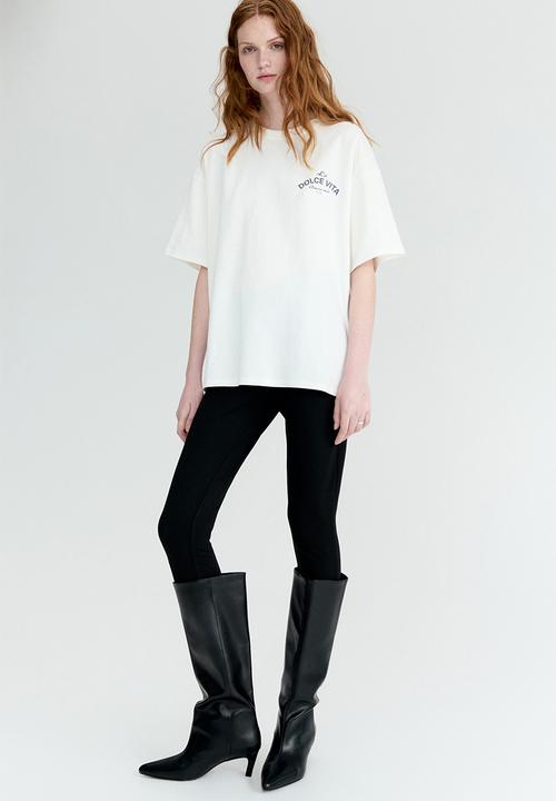 H&M - Oversized print-motif t-shirt - white/la dolce vita