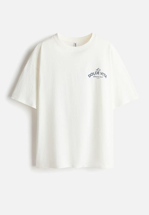 H&M - Oversized print-motif t-shirt - white/la dolce vita
