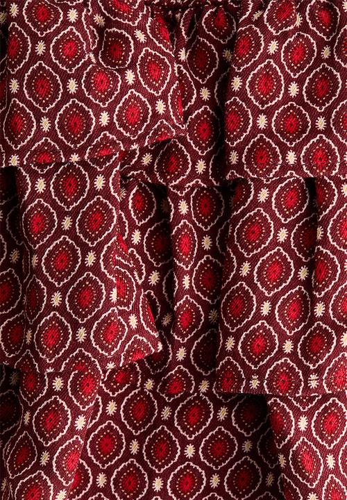 H&M - Tiered skort - burgundy/patterned