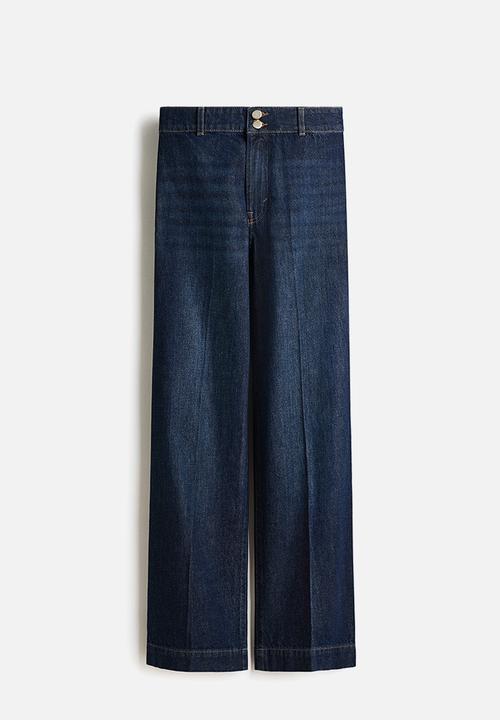 H&M - Wide high waist jeans - dark denim blue