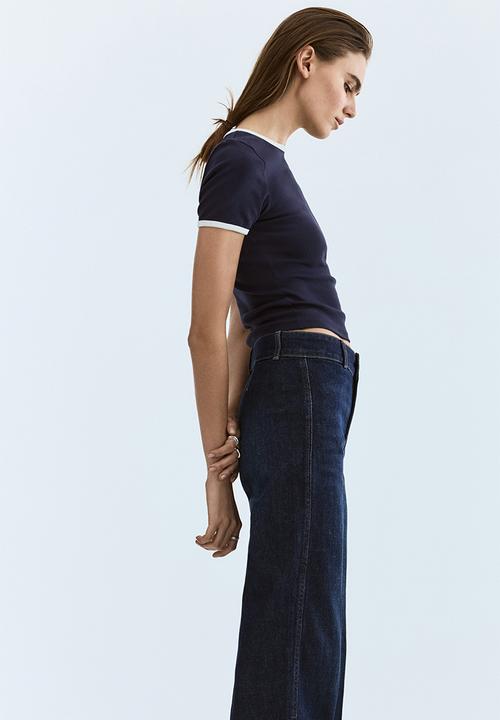 H&M - Wide high waist jeans - dark denim blue
