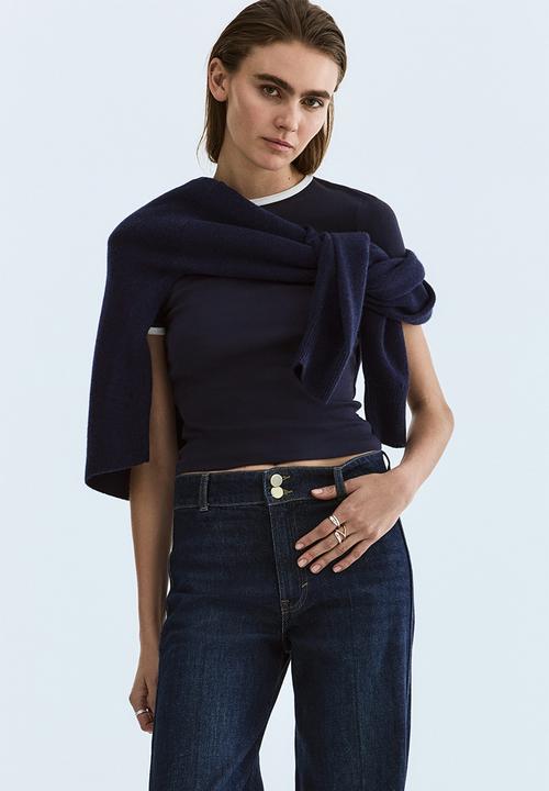 H&M - Wide high waist jeans - dark denim blue