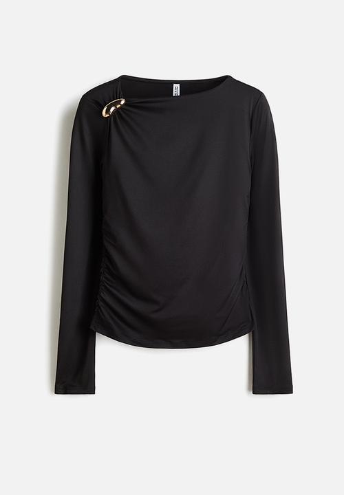 H&M - Asymmetric jersey top - black