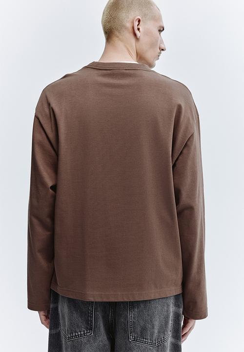 H&M - Oversized fit long-sleeved jersey top - brown