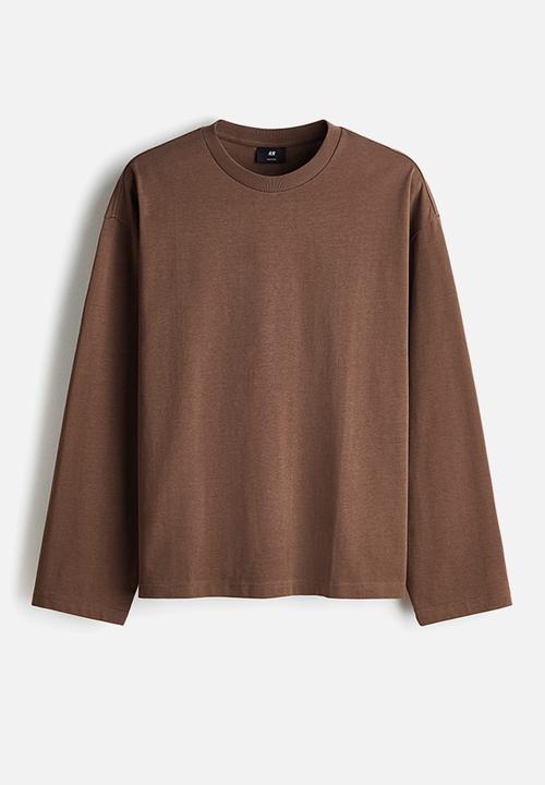 H&M - Oversized fit long-sleeved jersey top - brown
