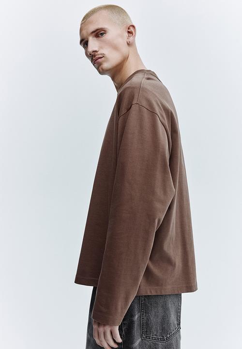 H&M - Oversized fit long-sleeved jersey top - brown