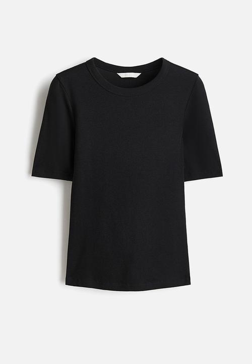 H&M - Ribbed t-shirt - black
