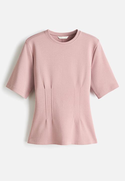 H&M - Waisted interlock t-shirt - dusty pink
