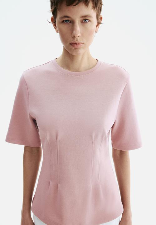 H&M - Waisted interlock t-shirt - dusty pink