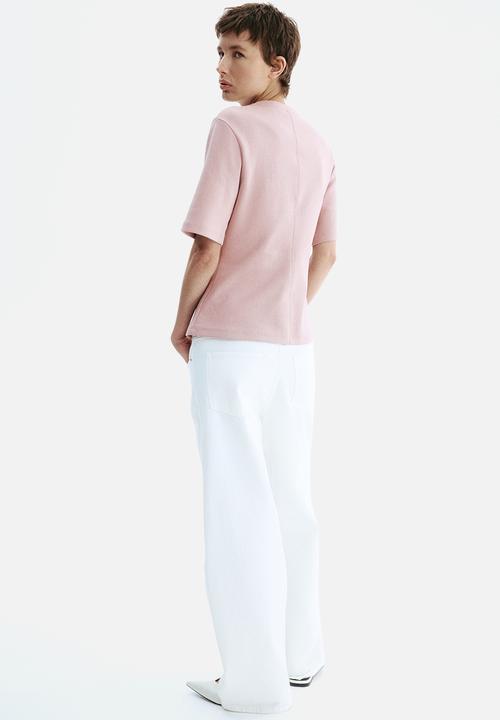 H&M - Waisted interlock t-shirt - dusty pink