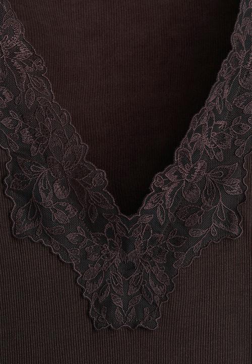 H&M - Lace-trimmed top - dark brown