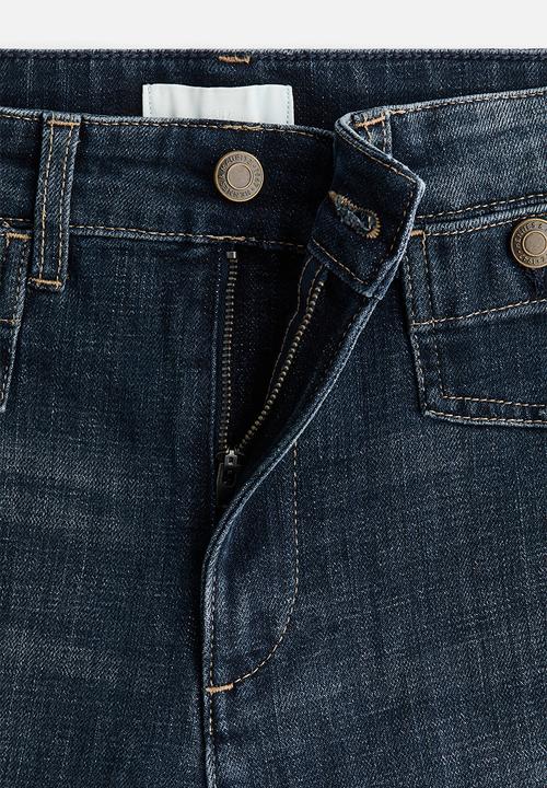 H&M - Wide high waist ankle jeans - dark denim blue