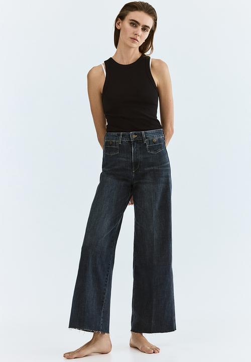 H&M - Wide high waist ankle jeans - dark denim blue