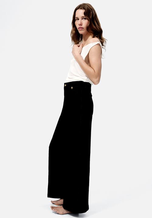 H&M - Wide high waist ankle jeans - navy denim blue