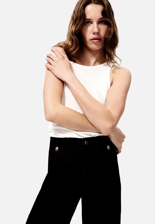 H&M - Wide high waist ankle jeans - navy denim blue