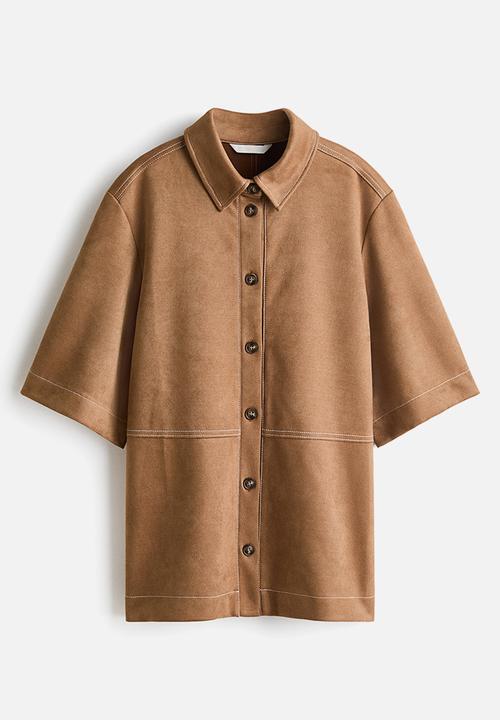 H&M - Short-sleeved shirt - dark beige