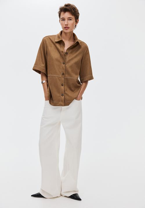 H&M - Short-sleeved shirt - dark beige