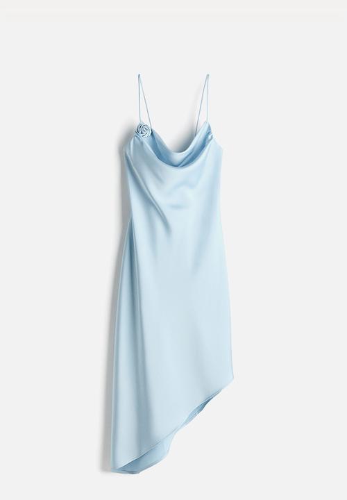 H&M - Asymmetric satin dress - light blue