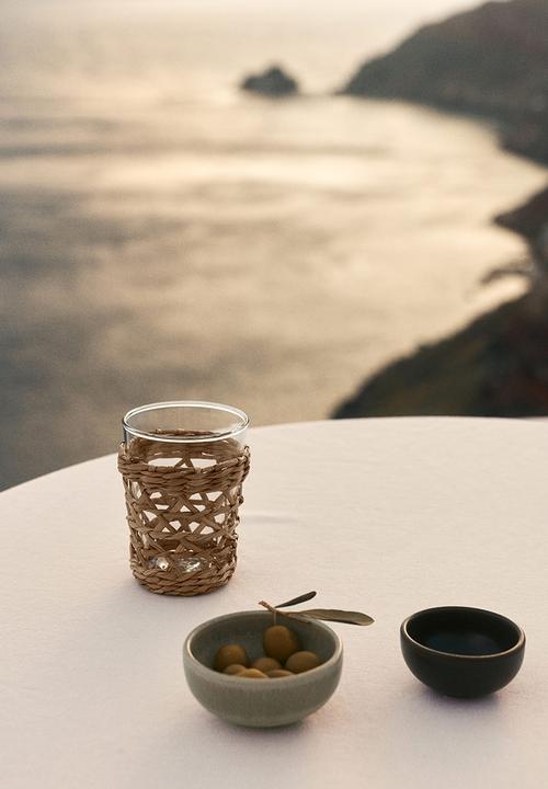 H&M - Seagrass-cage glass tumbler - transparent/beige