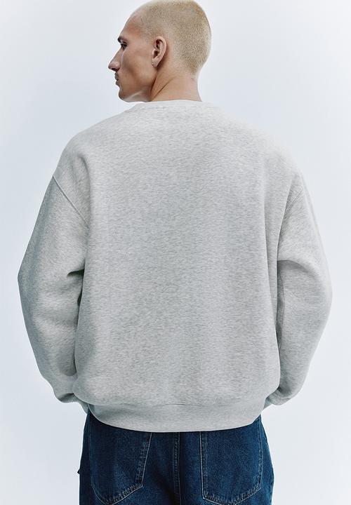 H&M - Relaxed fit embroidery-motif sweatshirt - grey marl/slow gardening club