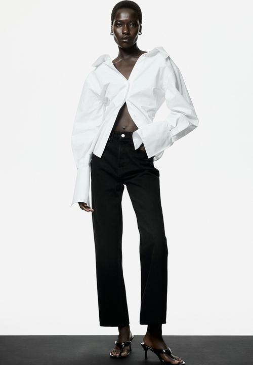 H&M - Straight high waist ankle jeans - washed black