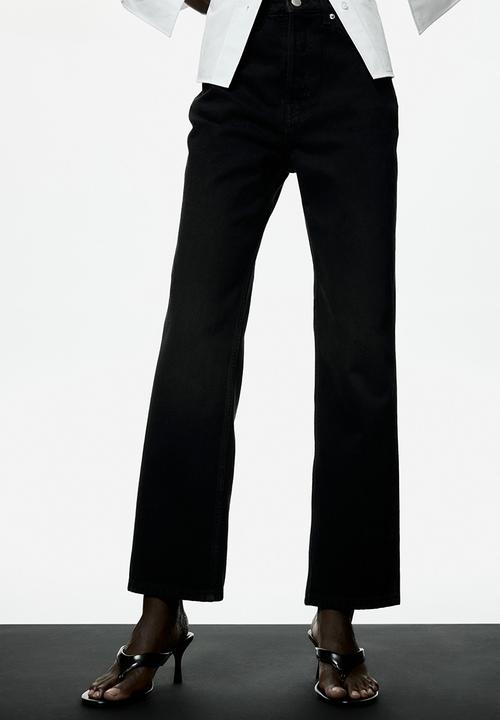 H&M - Straight high waist ankle jeans - washed black