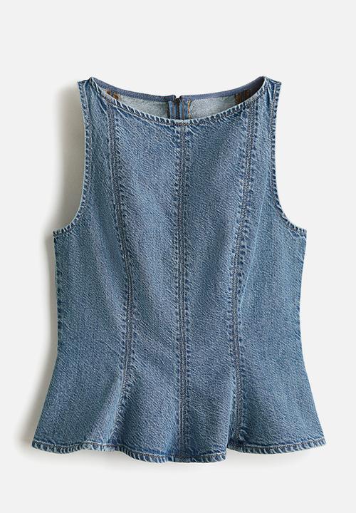 H&M - Denim peplum top - denim blue