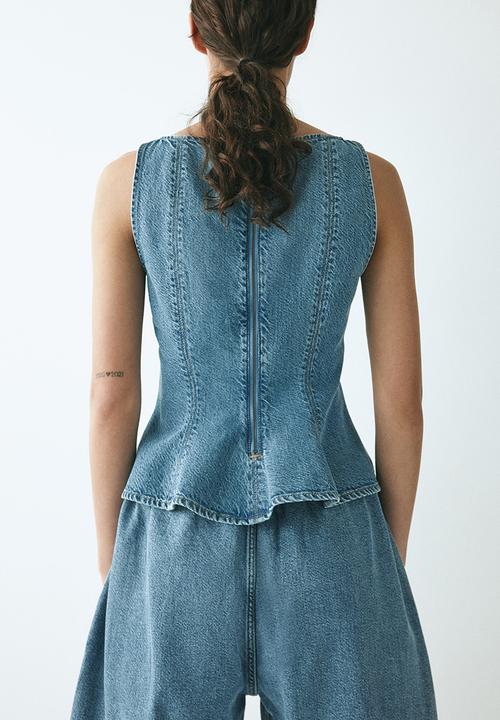 H&M - Denim peplum top - denim blue