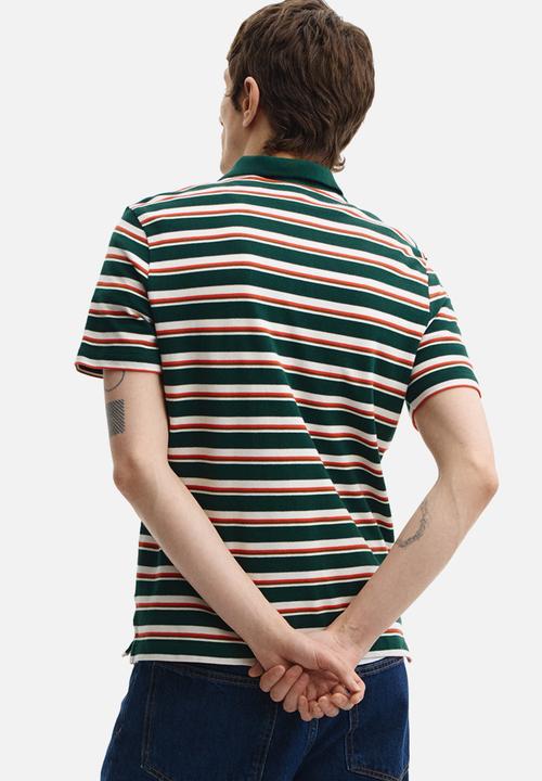 H&M - Slim fit polo shirt - dark green/striped