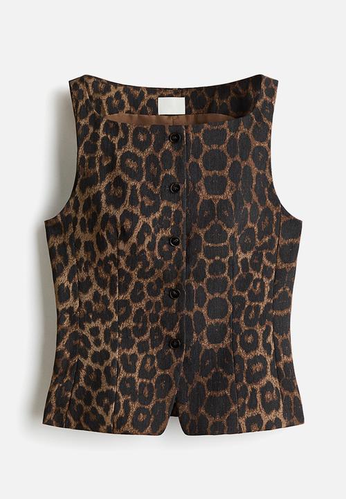 H&M - Tailored waistcoat - brown/leopard print