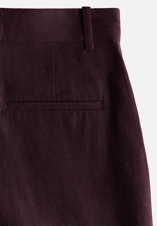H&M - Tailored linen-blend shorts - dark plum purple