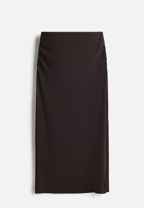H&M - Draped midi skirt - dark brown